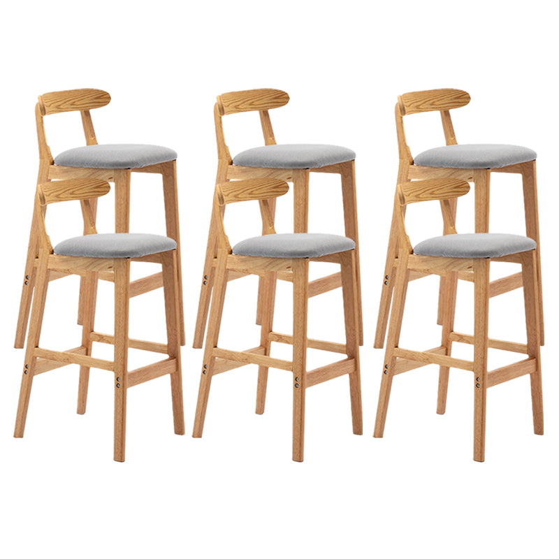 Armless Upholstered Bar Stool Modern Low Back Bar Stool with Wooden Legs