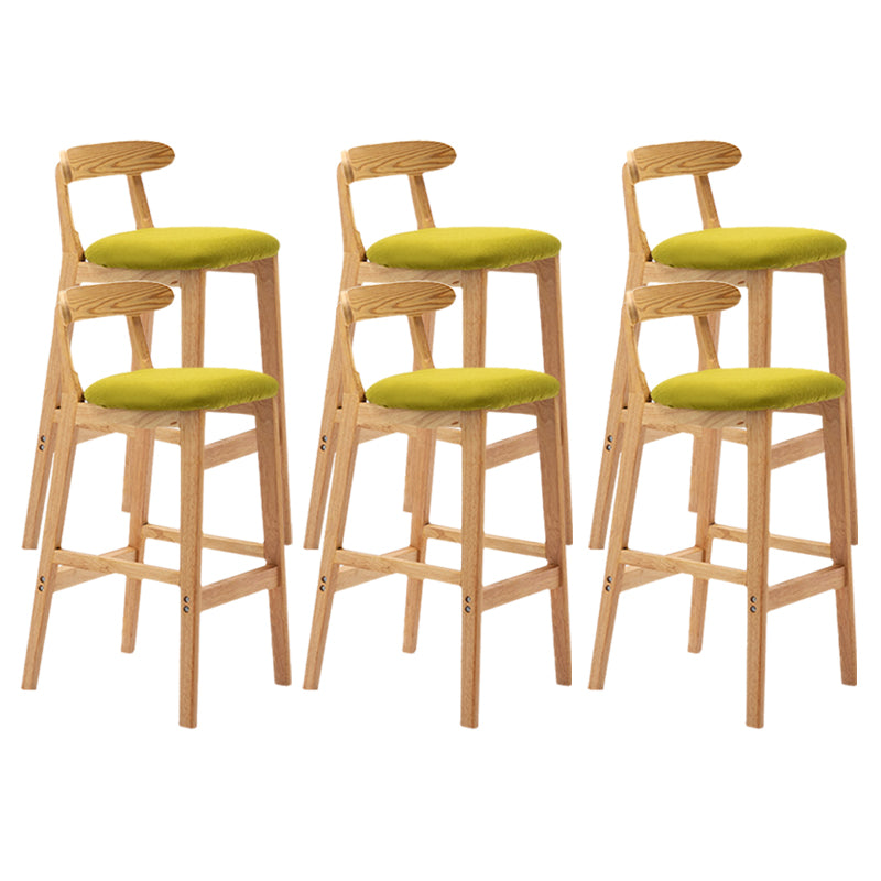 Armless Upholstered Bar Stool Modern Low Back Bar Stool with Wooden Legs