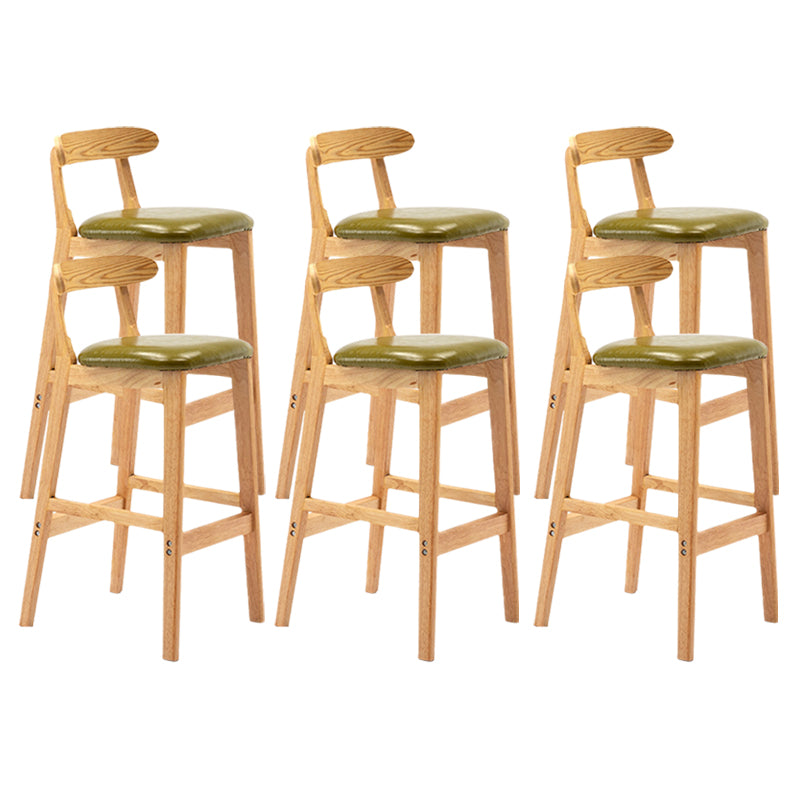 Armless Upholstered Bar Stool Modern Low Back Bar Stool with Wooden Legs