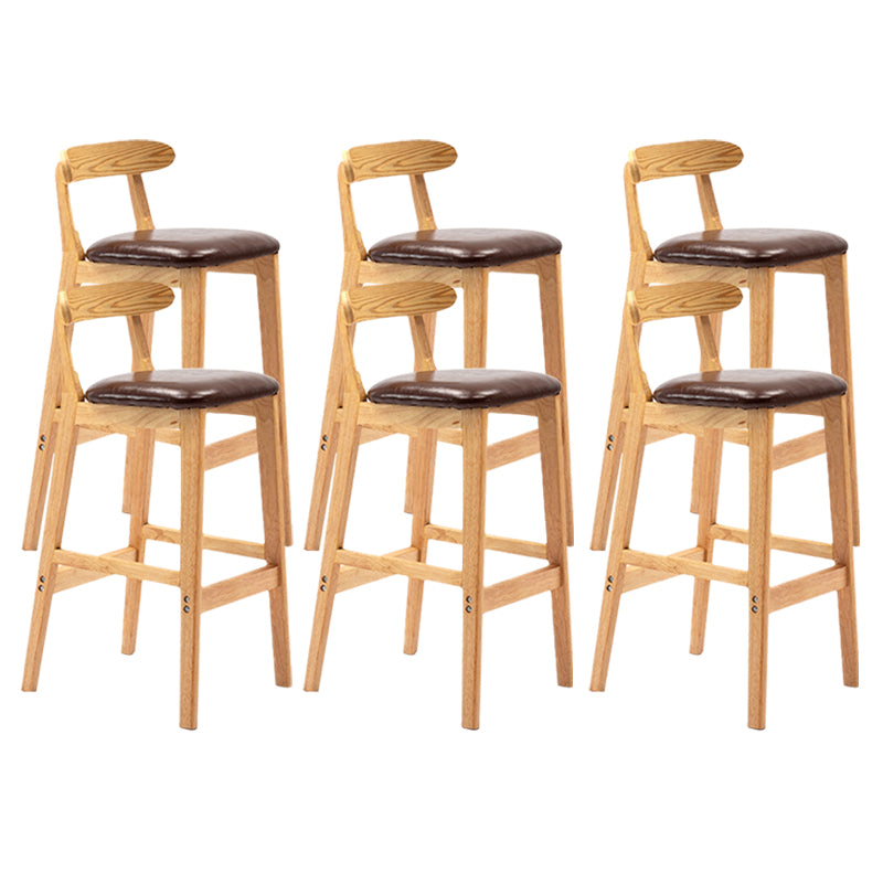 Armless Upholstered Bar Stool Modern Low Back Bar Stool with Wooden Legs