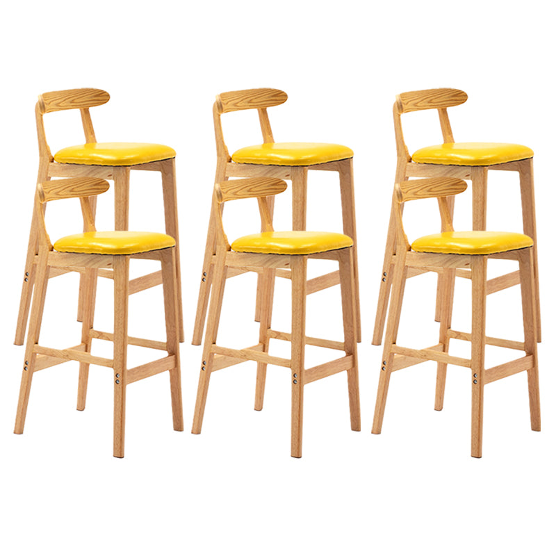 Armless Upholstered Bar Stool Modern Low Back Bar Stool with Wooden Legs