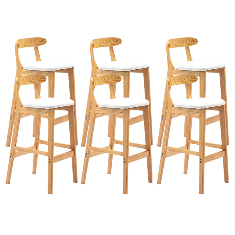 Armless Upholstered Bar Stool Modern Low Back Bar Stool with Wooden Legs