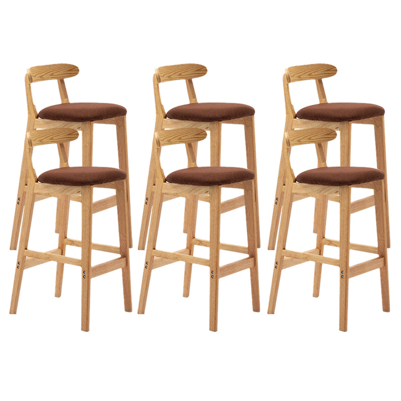 Armless Upholstered Bar Stool Modern Low Back Bar Stool with Wooden Legs