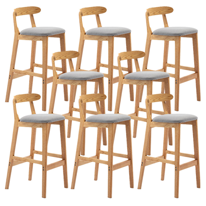 Armless Upholstered Bar Stool Modern Low Back Bar Stool with Wooden Legs