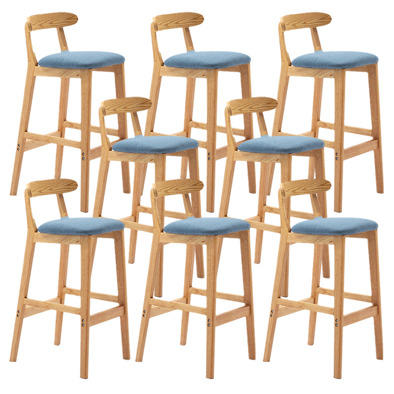 Armless Upholstered Bar Stool Modern Low Back Bar Stool with Wooden Legs