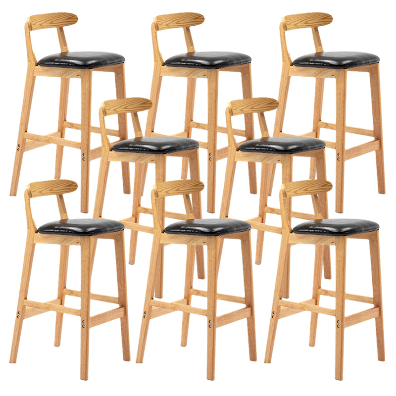 Armless Upholstered Bar Stool Modern Low Back Bar Stool with Wooden Legs