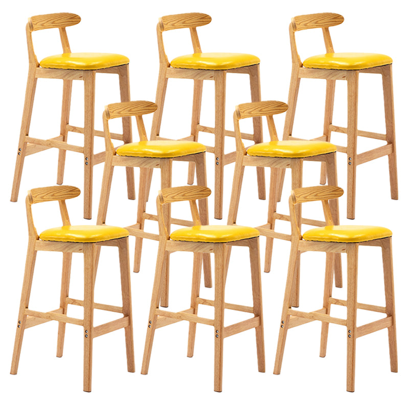 Armless Upholstered Bar Stool Modern Low Back Bar Stool with Wooden Legs
