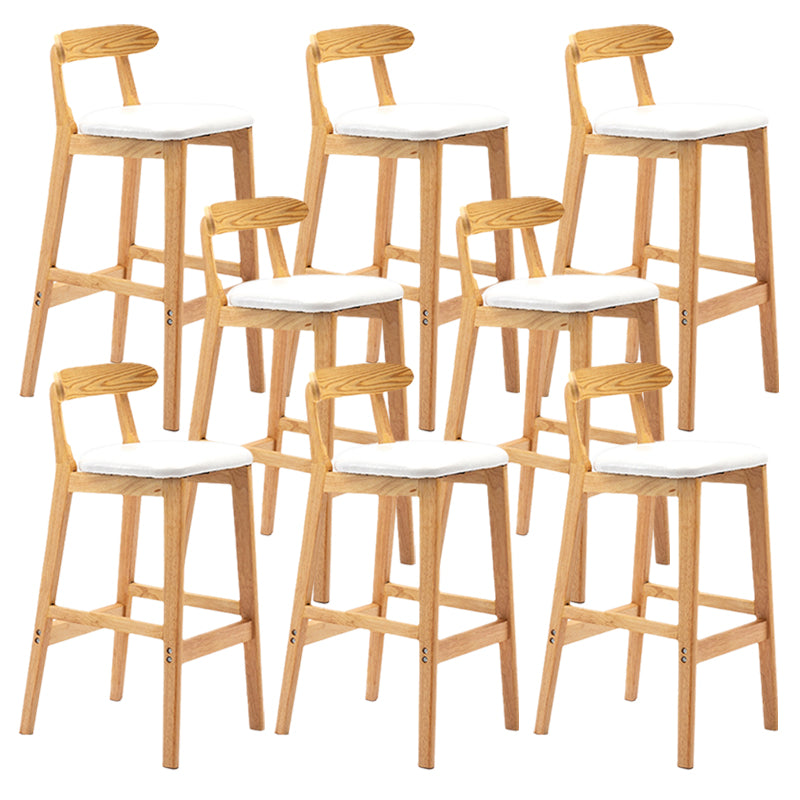 Armless Upholstered Bar Stool Modern Low Back Bar Stool with Wooden Legs