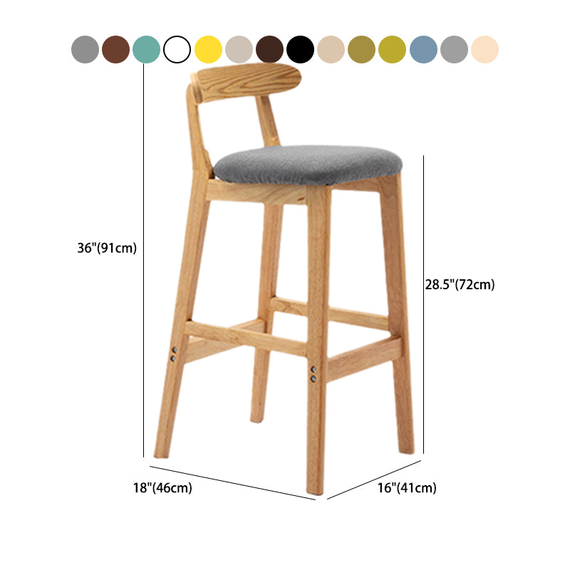Armless Upholstered Bar Stool Modern Low Back Bar Stool with Wooden Legs