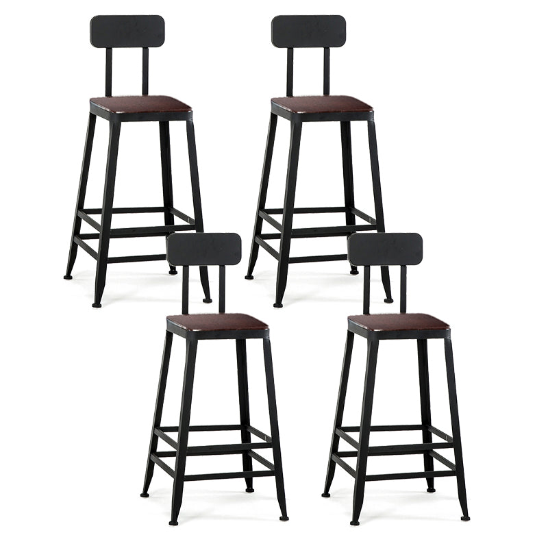 Industrial Black Counter Chair Squared Metal Footrest Counter-height Stool