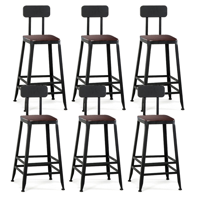 Industrial Black Counter Chair Squared Metal Footrest Counter-height Stool