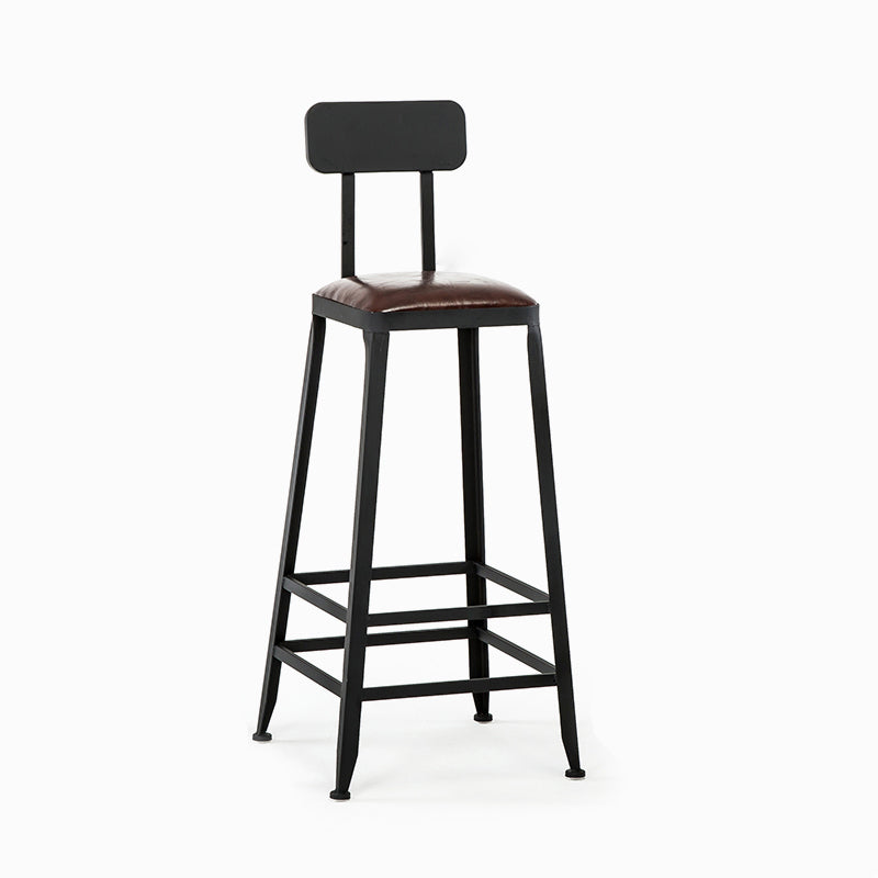 Industrial Black Counter Chair Squared Metal Footrest Counter-height Stool