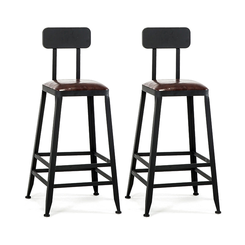 Industrial Black Counter Chair Squared Metal Footrest Counter-height Stool