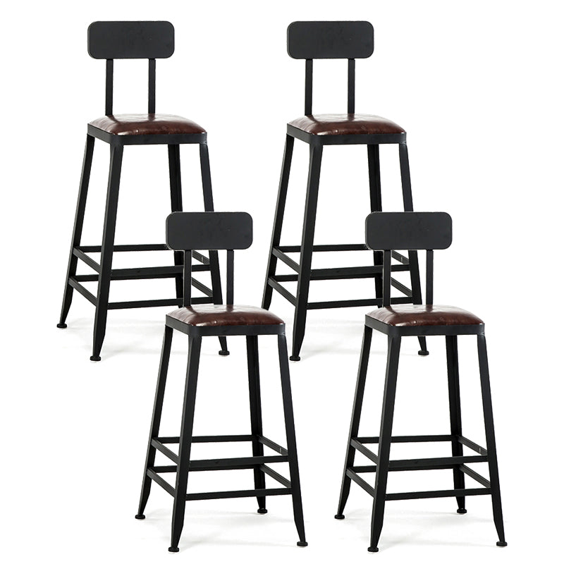Industrial Black Counter Chair Squared Metal Footrest Counter-height Stool