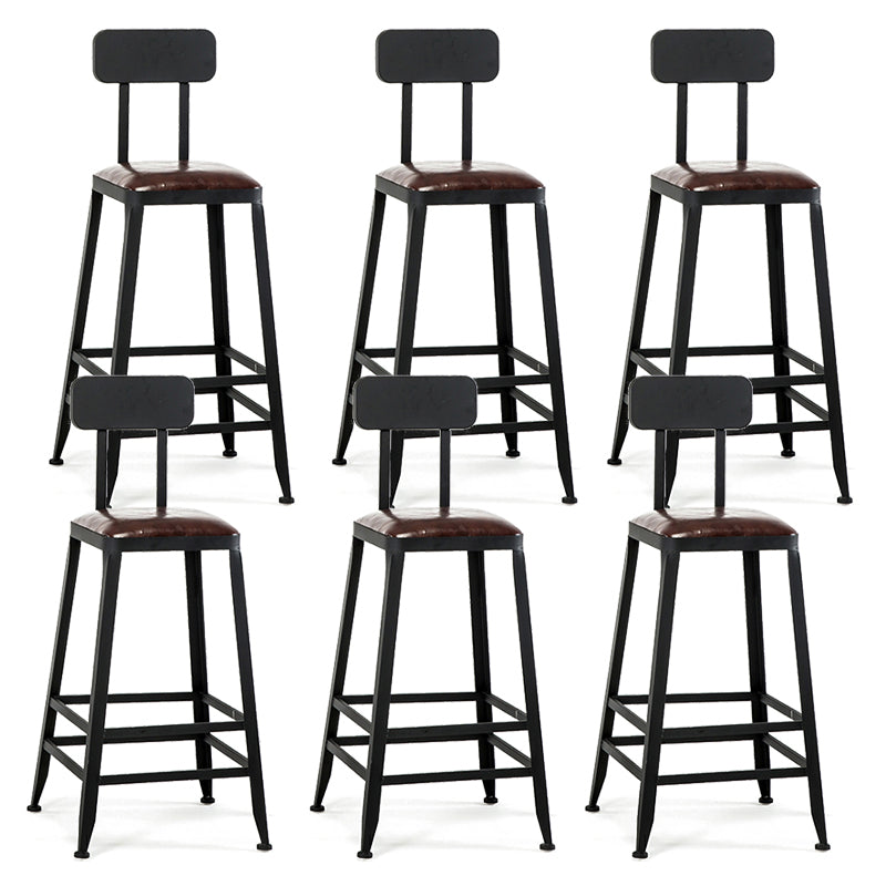 Industrial Black Counter Chair Squared Metal Footrest Counter-height Stool