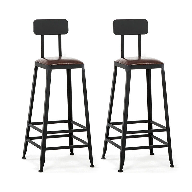 Industrial Black Counter Chair Squared Metal Footrest Counter-height Stool