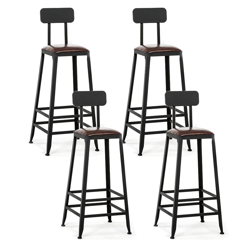 Industrial Black Counter Chair Squared Metal Footrest Counter-height Stool