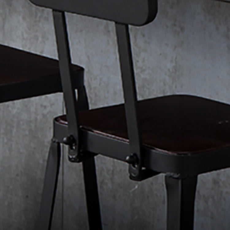 Industrial Black Counter Chair Squared Metal Footrest Counter-height Stool