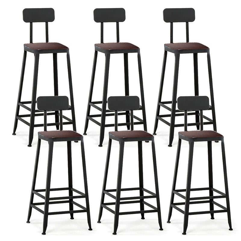 Industrial Black Counter Chair Squared Metal Footrest Counter-height Stool