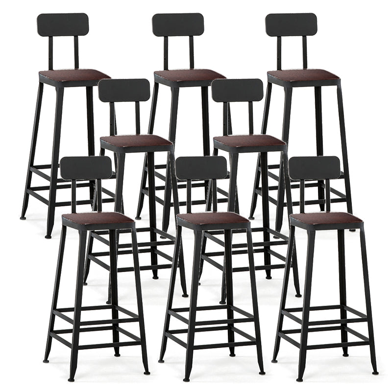 Industrial Black Counter Chair Squared Metal Footrest Counter-height Stool