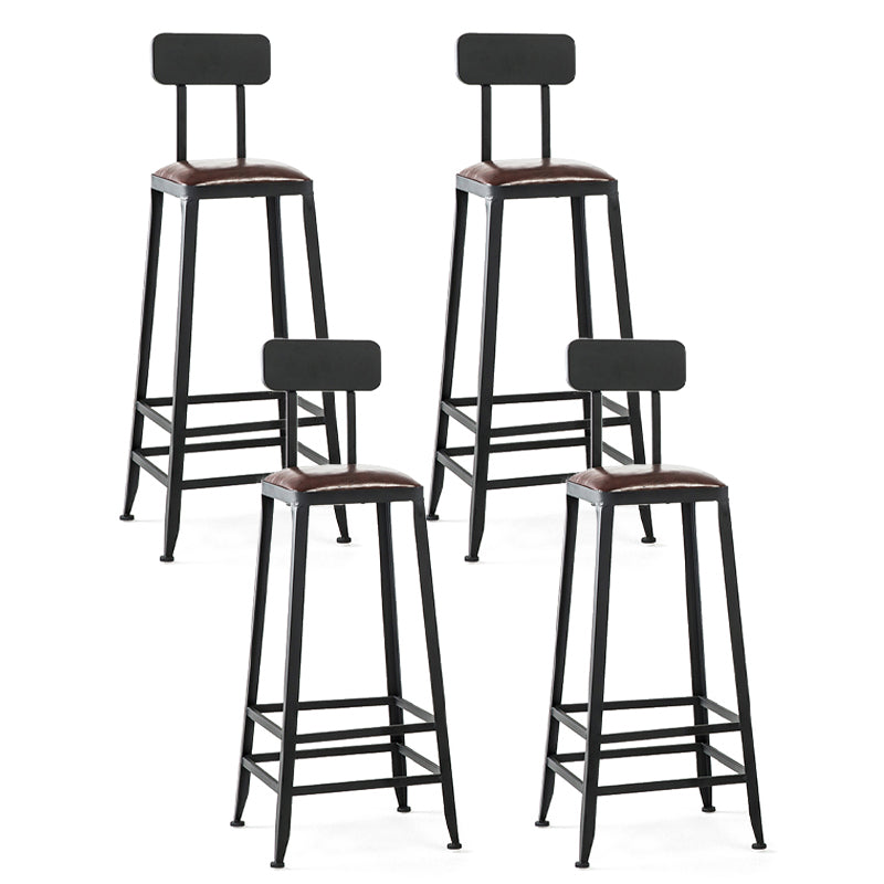 Industrial Black Counter Chair Squared Metal Footrest Counter-height Stool