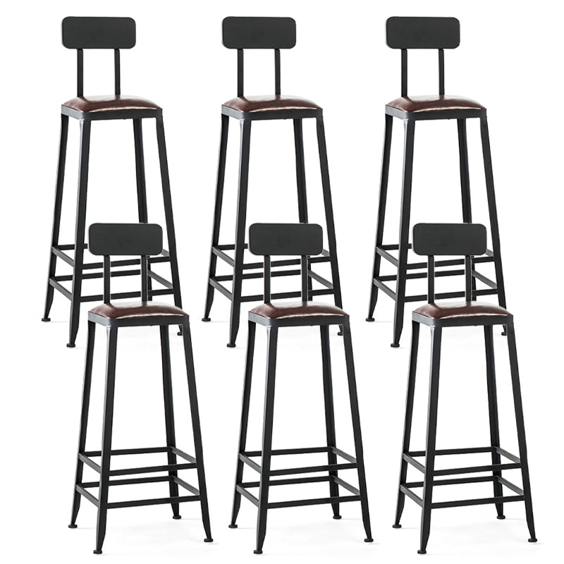 Industrial Black Counter Chair Squared Metal Footrest Counter-height Stool