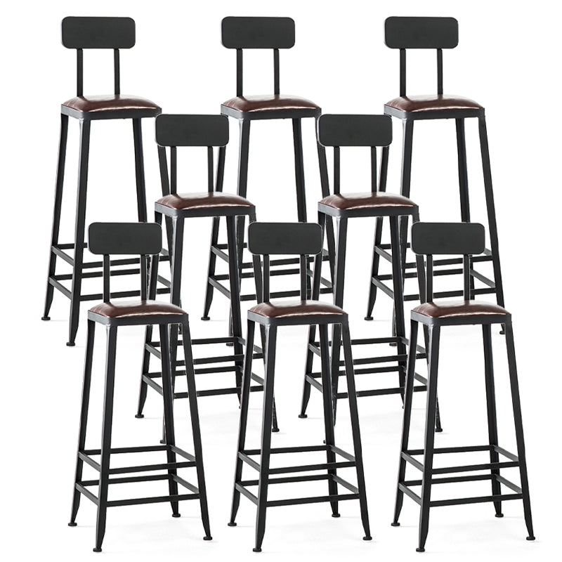 Industrial Black Counter Chair Squared Metal Footrest Counter-height Stool