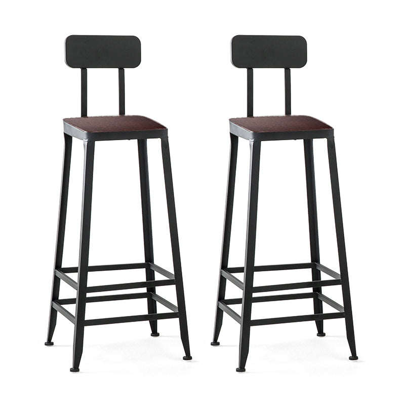 Industrial Black Counter Chair Squared Metal Footrest Counter-height Stool