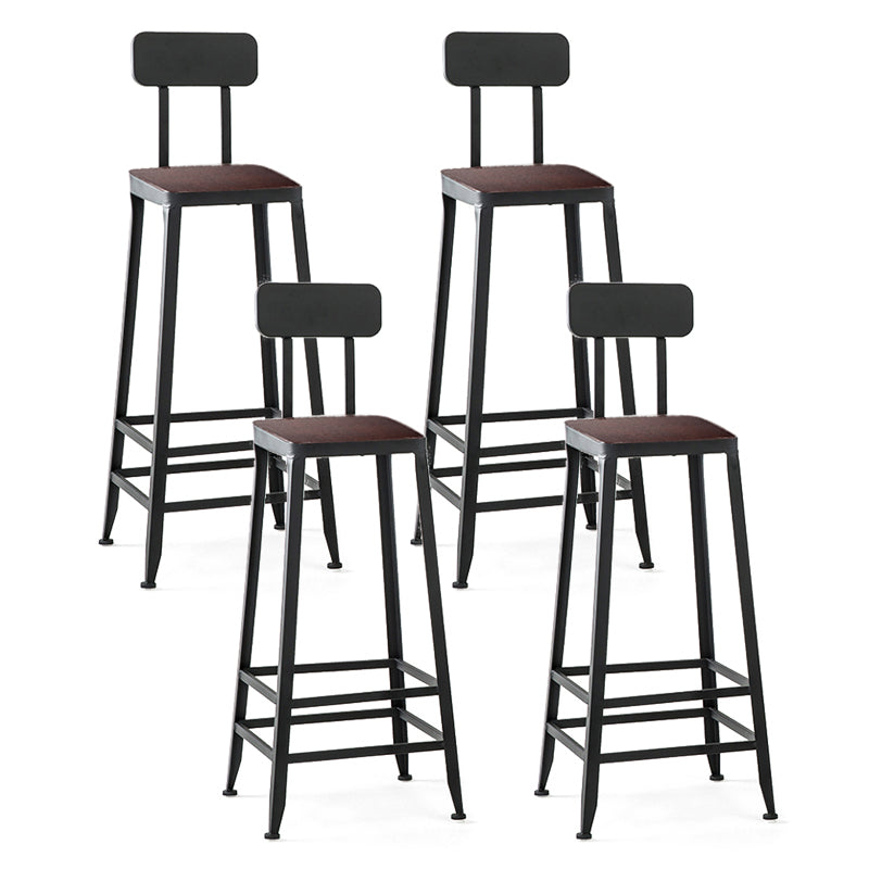 Industrial Black Counter Chair Squared Metal Footrest Counter-height Stool