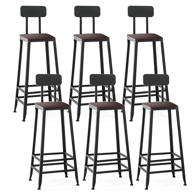 Industrial Black Counter Chair Squared Metal Footrest Counter-height Stool