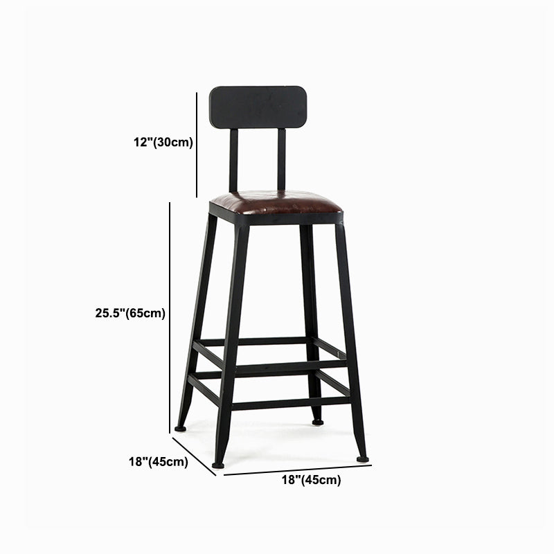 Industrial Black Counter Chair Squared Metal Footrest Counter-height Stool