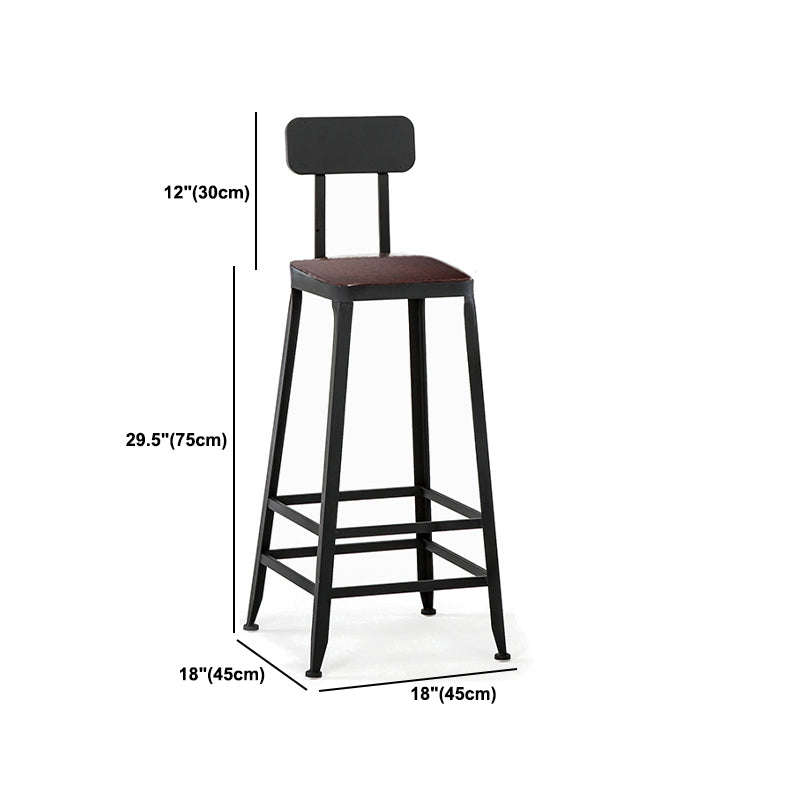 Industrial Black Counter Chair Squared Metal Footrest Counter-height Stool