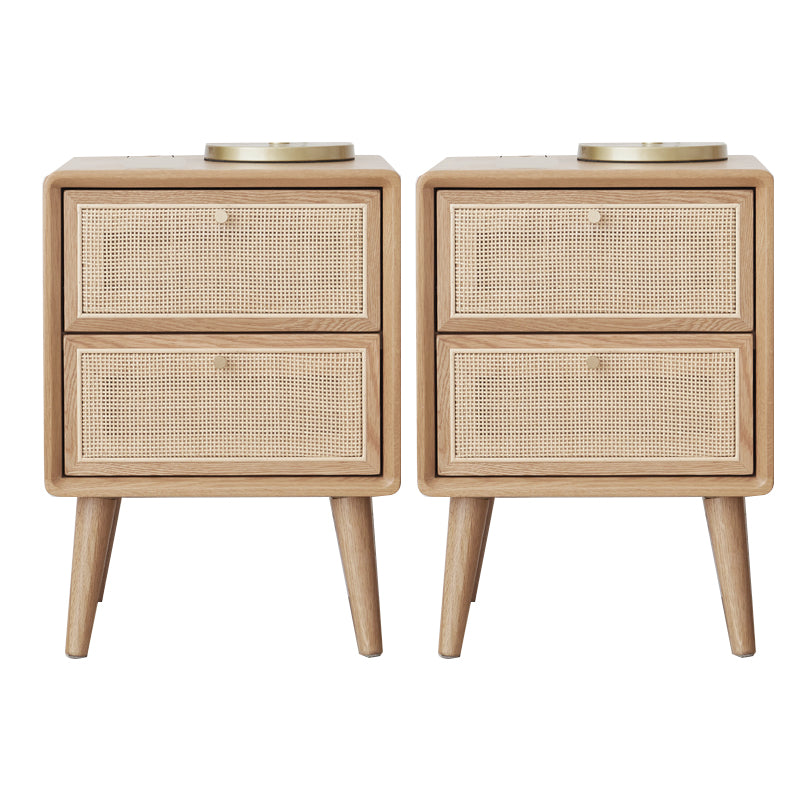 Solid Wood Night Table Modern Drawers Included 2 Drawer Accent Table Nightstand with Legs