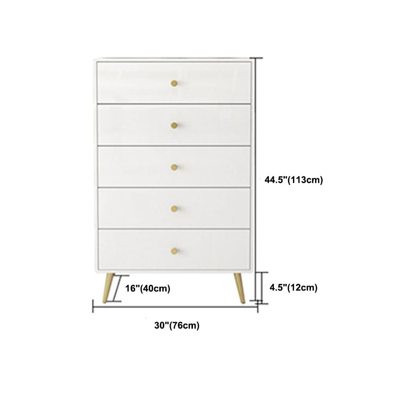 Glam White Storage Chest Dresser Solid Pine Storage Chest with Metal Feet