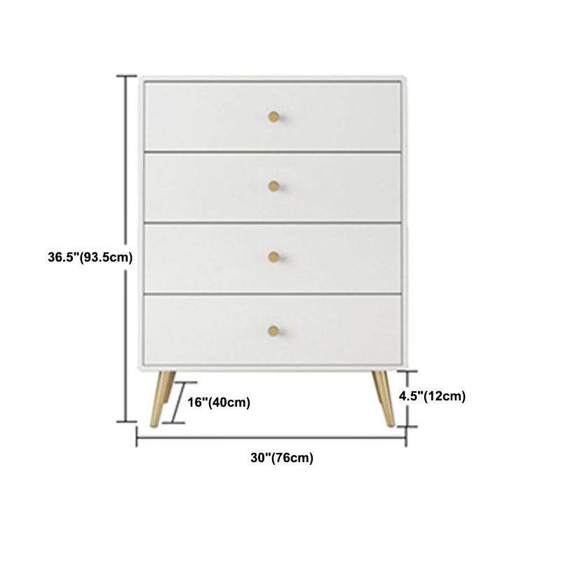 Glam White Storage Chest Dresser Solid Pine Storage Chest with Metal Feet
