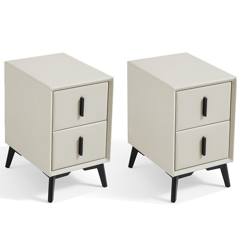 Wood Nightstand Glam 2 Drawer Night Table with Legs for Bedroom