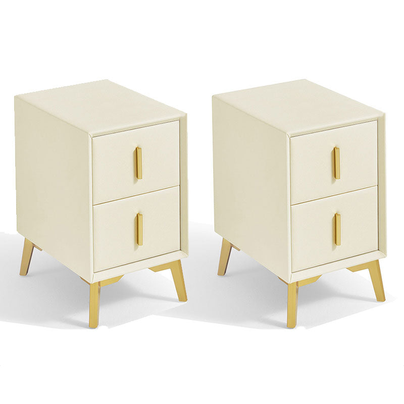 Wood Nightstand Glam 2 Drawer Night Table with Legs for Bedroom