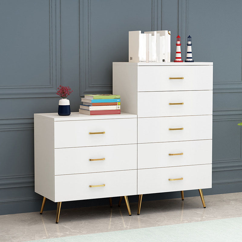 Classic Glam White Storage Chest Vertical Wood Dresser for Bedroom