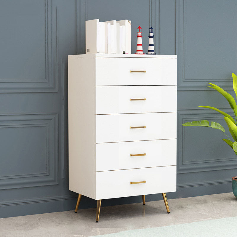 Classic Glam White Storage Chest Vertical Wood Dresser for Bedroom