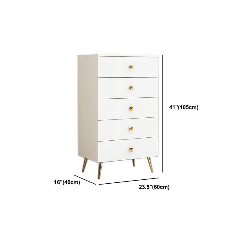 Classic Glam White Storage Chest Vertical Wood Dresser for Bedroom