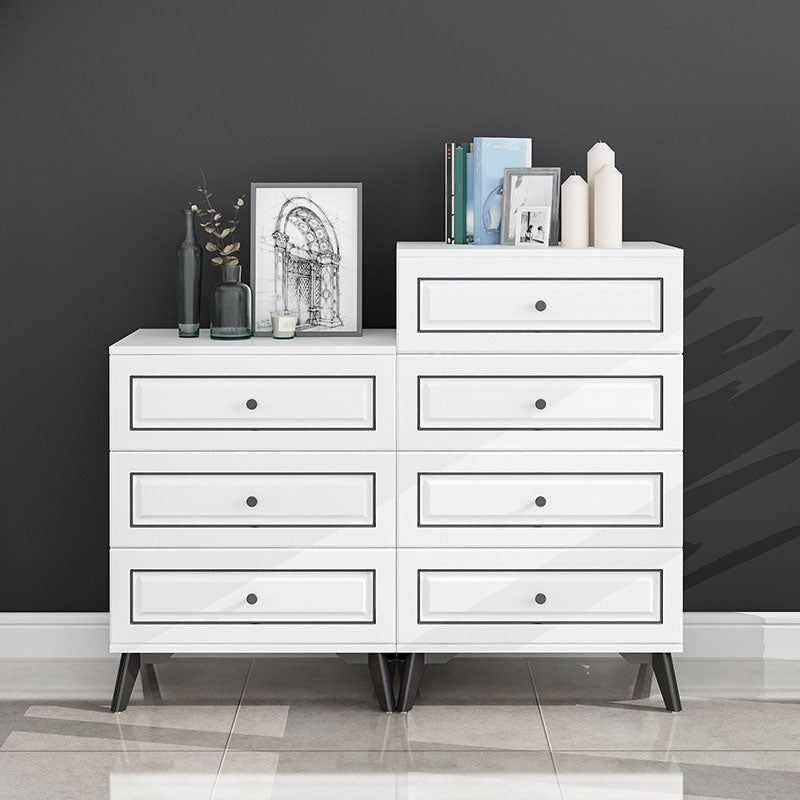 Contemporary Soft-Close Drawers Storage Chest Wood Dresser with Metal Feet