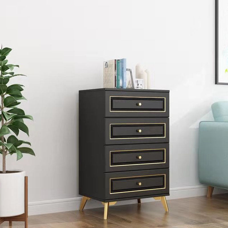 Contemporary Soft-Close Drawers Storage Chest Wood Dresser with Metal Feet