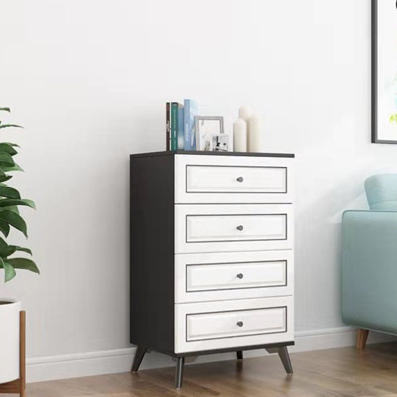 Contemporary Soft-Close Drawers Storage Chest Wood Dresser with Metal Feet
