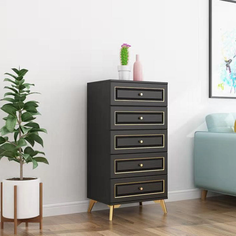 Contemporary Soft-Close Drawers Storage Chest Wood Dresser with Metal Feet