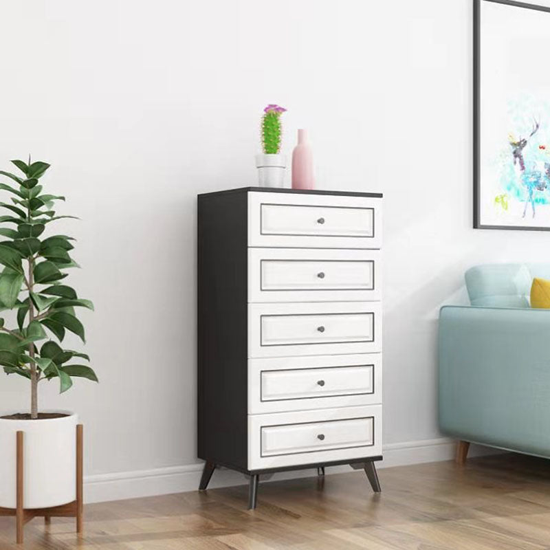 Contemporary Soft-Close Drawers Storage Chest Wood Dresser with Metal Feet