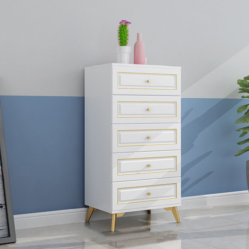 Contemporary Soft-Close Drawers Storage Chest Wood Dresser with Metal Feet