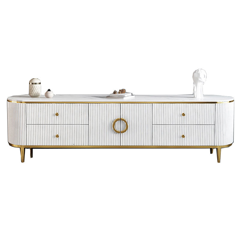 White Glam TV Stand Metal TV Console with 4 Drawers Included