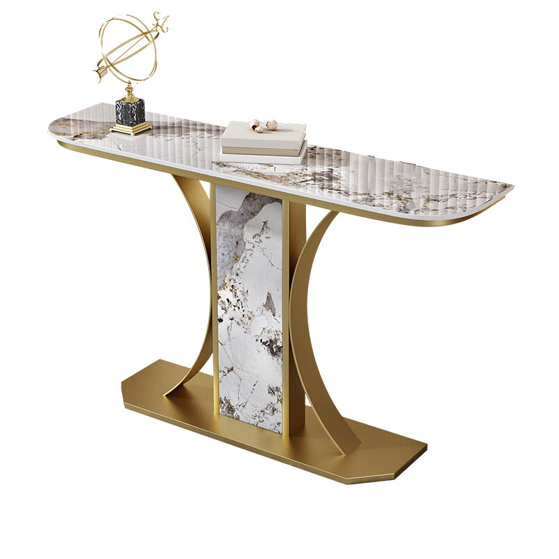 11.8" W Glam Console Table Slate Half Moon Scratch Resistant Console