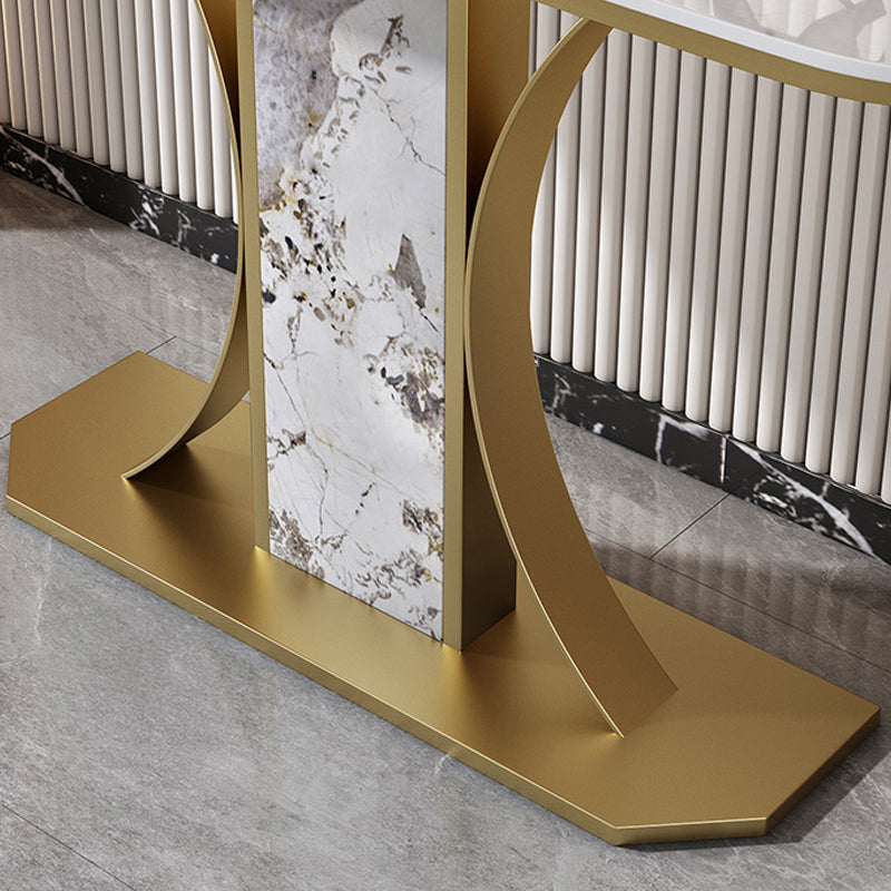 11.8" W Glam Console Table Slate Half Moon Scratch Resistant Console