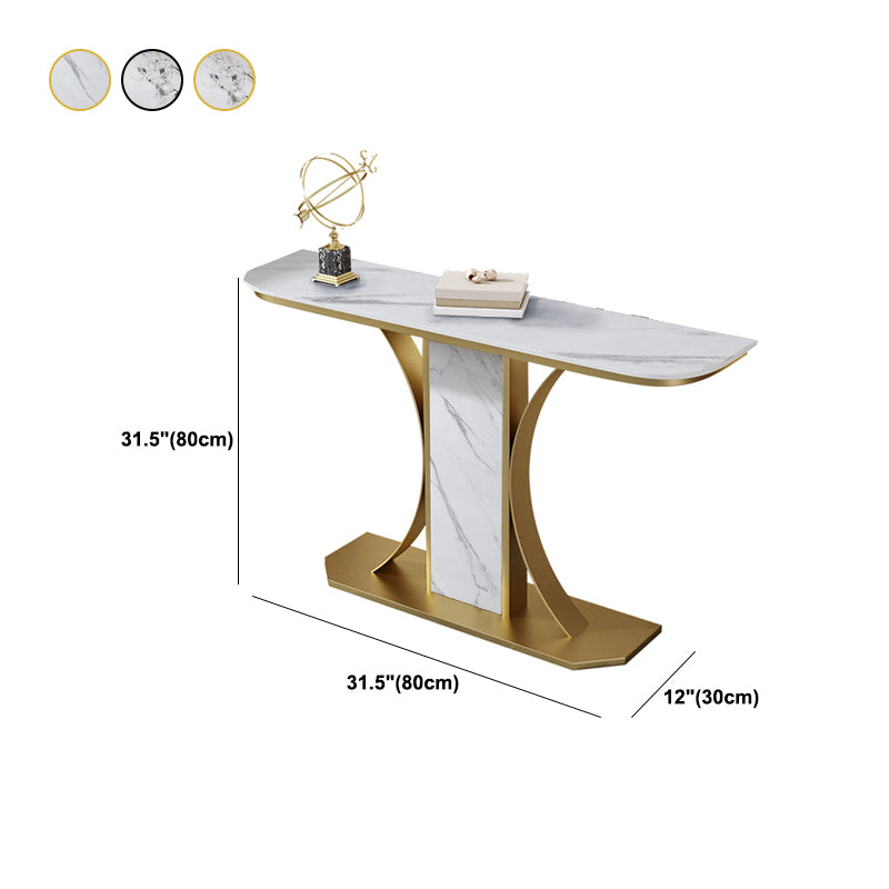 11.8" W Glam Console Table Slate Half Moon Scratch Resistant Console